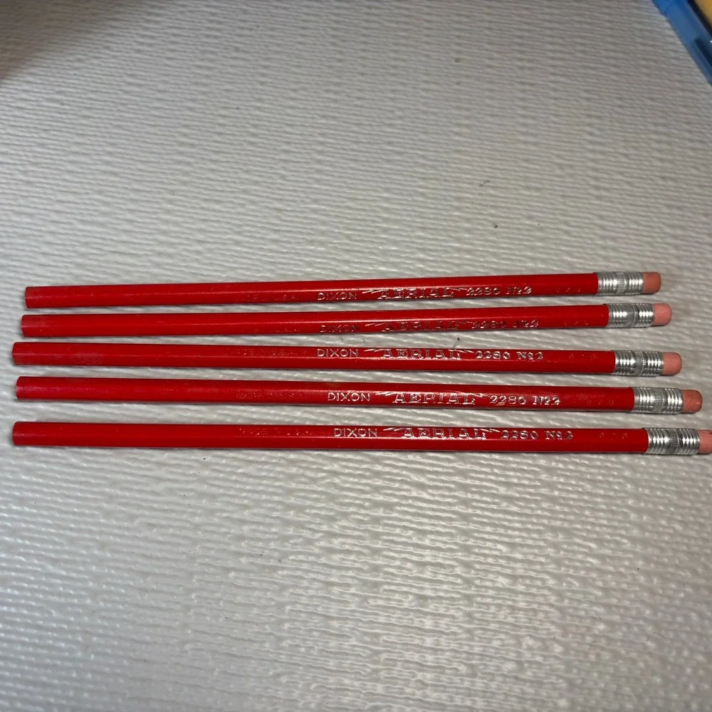 Vintage Dixon Aerial 2280 No 2 Red Pencils Made in USA Lot of 5